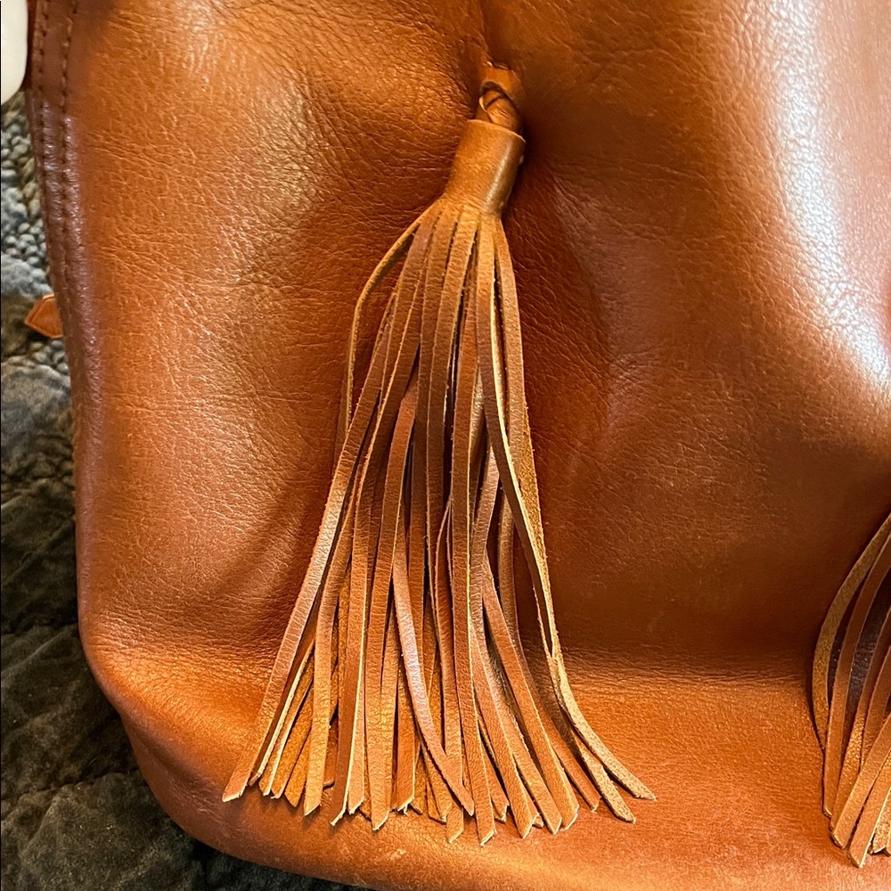 Madewell Tan Leather Tote with Tassels - Picture 11 of 12